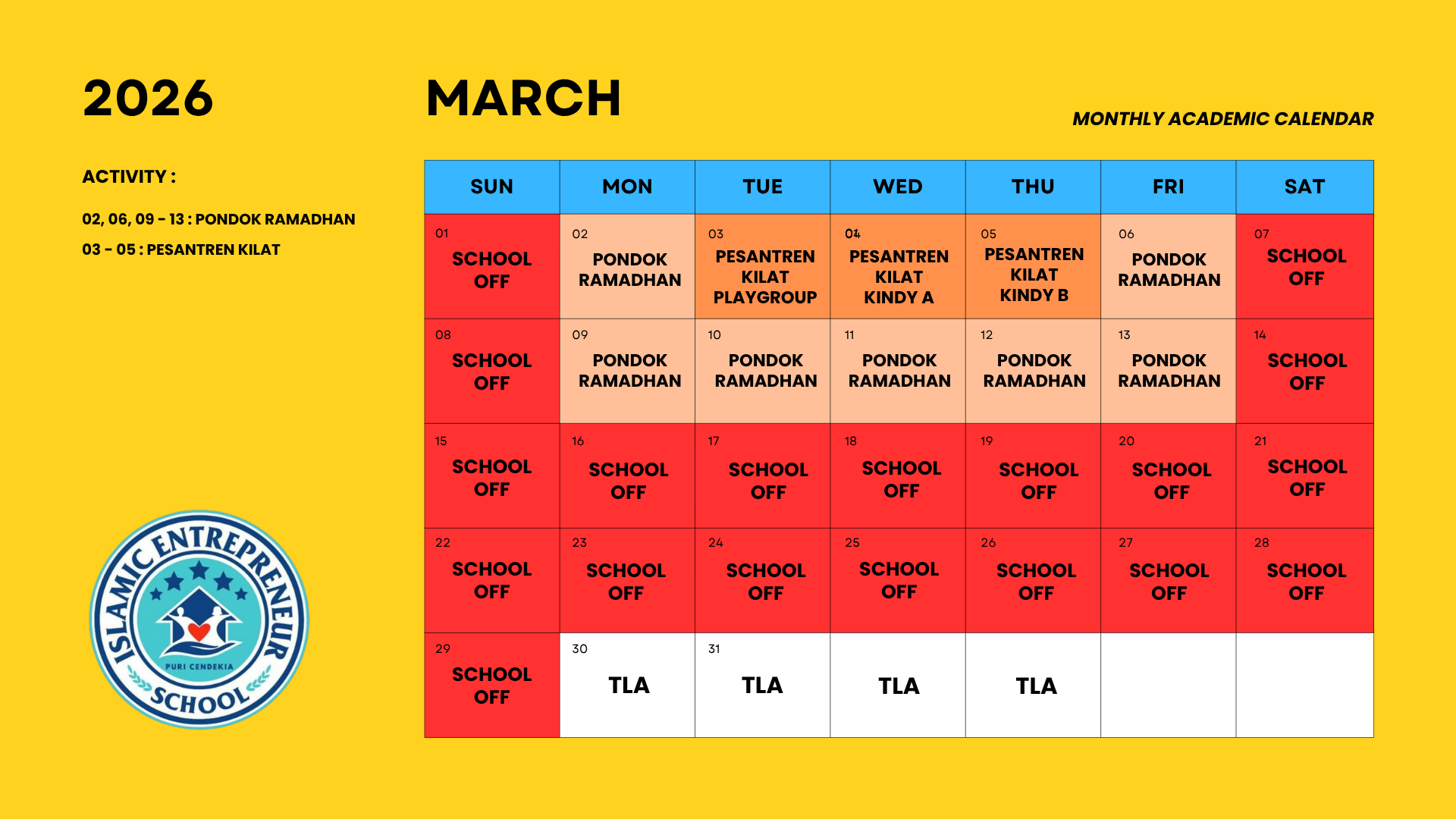 Kalender Akademik - Pondok Romadhon